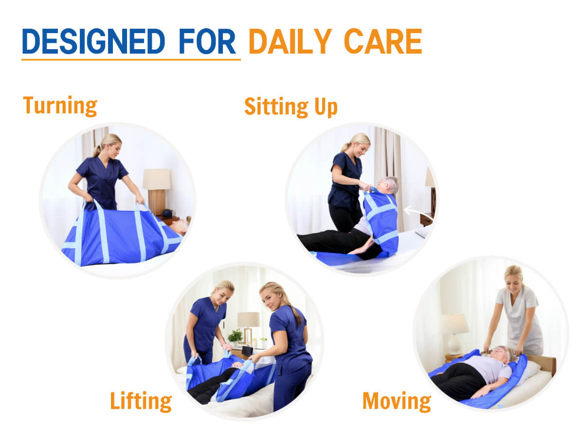 NurtureCare Upgraded 3-Layer Comfort Positioning Bed Pad with Handles, Elderly Assistance Products, Washable Waterproof Transfer Sheet for Turning Over, Lifting, Inconvenience Care