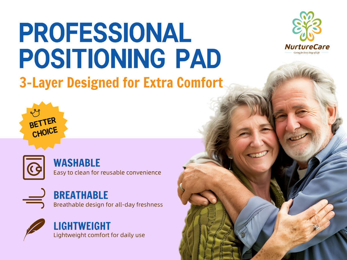 NurtureCare Upgraded 3-Layer Comfort Positioning Bed Pad with Handles, Elderly Assistance Products, Washable Waterproof Transfer Sheet for Turning Over, Lifting, Inconvenience Care