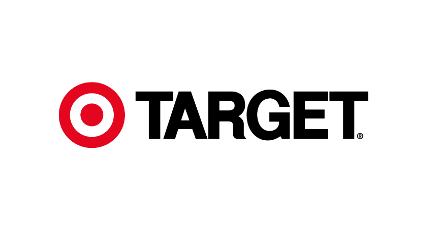Target Logo with Red Bullseye and Bold Typeface Target logo featuring red bullseye and bold, modern black TARGET text.